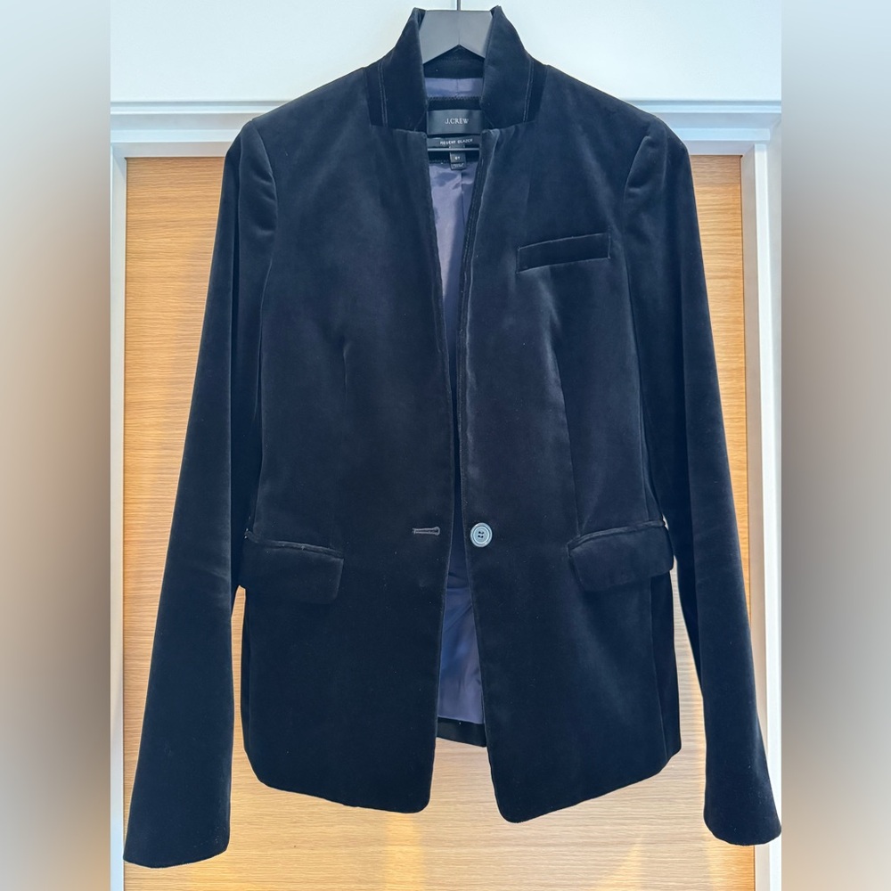 J. Crew Women's Black Velvet Regent Blazer